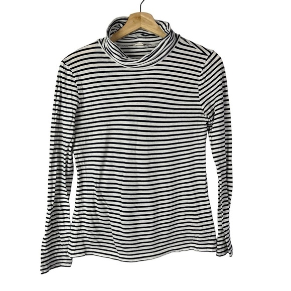 J. Crew Black & White Stripe Tissue Turtleneck Long Sleeve XS - Picture 2 of 4